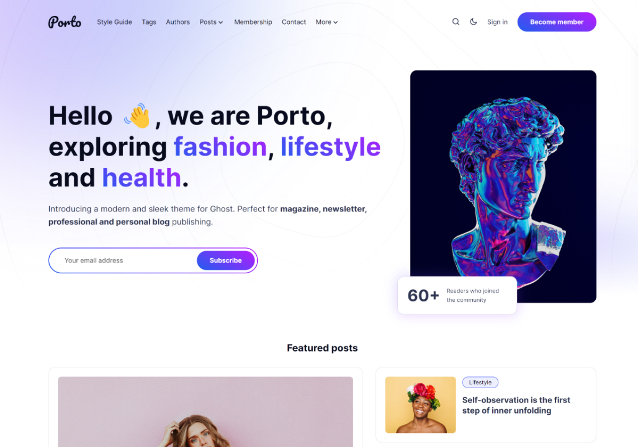 Hero area porto theme screenshot